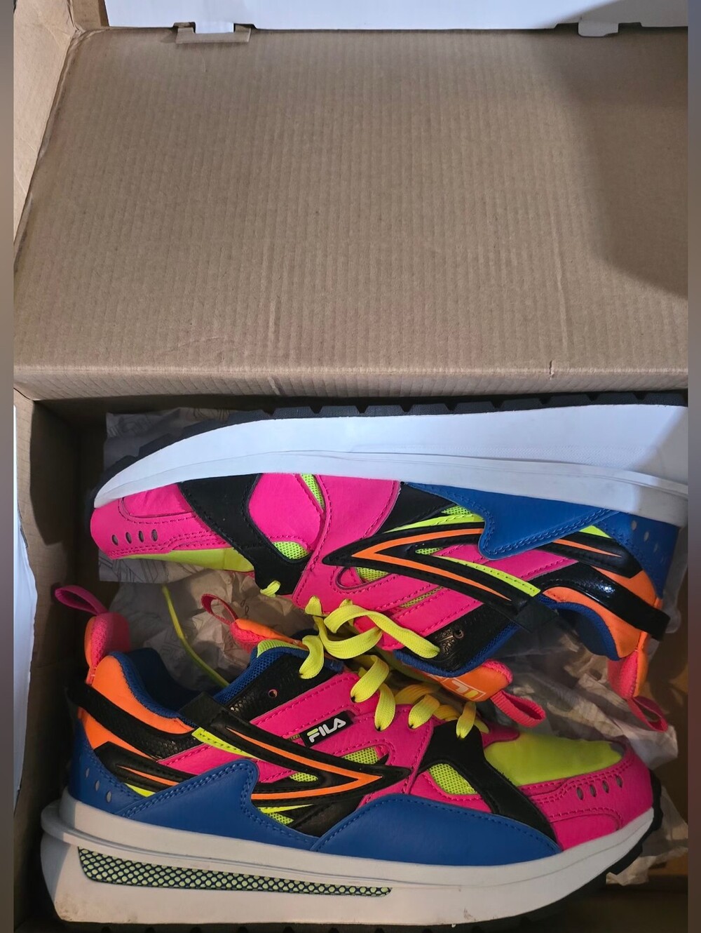 FILA Sandenal Multicolor Neon Sneakers Pink Blue Size 7.5